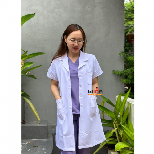 Áo Choàng Blouse bác sĩ nữ vải cotton Hàn